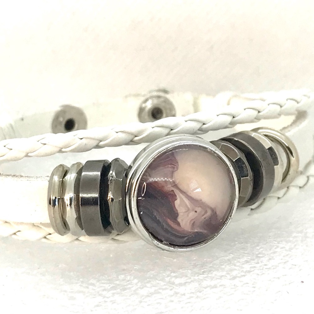 Leather snap bracelet Handmade 20mm snap SB20